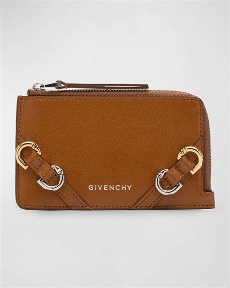 Givenchy Voyou Zip Card Holder in Tumbled Leather